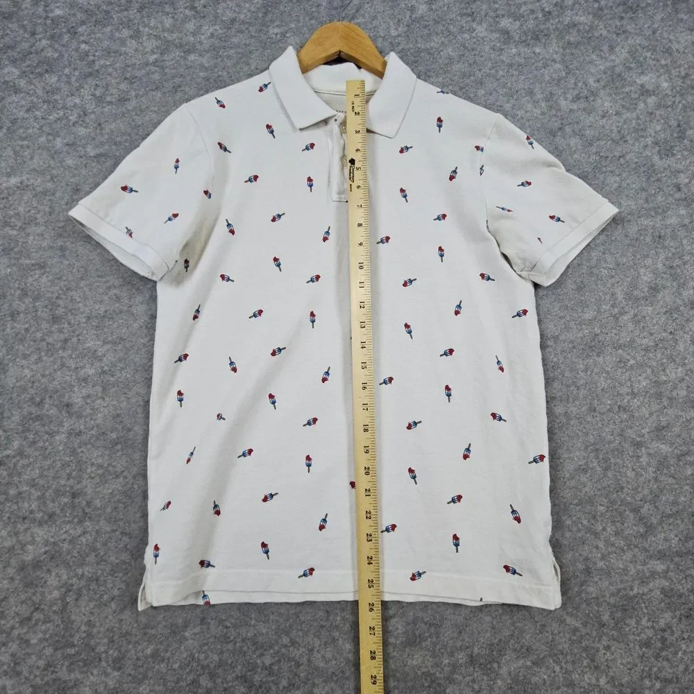 Aeropostale Youth Size M Ivory Polo Shirt 100% Cotton Popsicle Print Preppy Boys
